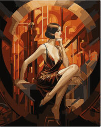 Figured Art Set pictura pe numere, cu sasiu, Femeie sezand - Art Deco, 40x50 cm (FA10222-Y)