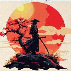 Figured Art Mini set pictura pe numere, cu sasiu, Samurai in lumina apusului, 20x20 cm (SFA308-Y)