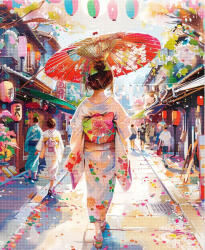 Figured Art Set goblen cu diamante, cu sasiu, Femeie in yukata, 40x50 cm (DP-FA10576-Y)