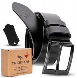 Tressari Fekete bőr öv, 115cm, férfi, valódi bőr (Pasek CZARNY Skórzany Do Spodni 115 cm Męski)