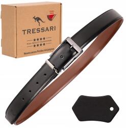 Tressari Öv Férfi Bőr Öv Fekete Barna Nadrághoz Kétoldalas 120 cm Bőr Öv (TRESSARI 120 cm męski pasek dwustronny)