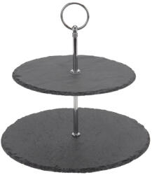 Excellent Houseware Suport servire cu 2 nivele Excellent Houseware, bambus metal, 25x23 cm, antracit (KO-210000060) Tava