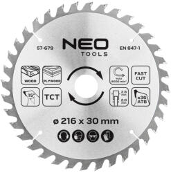 NEO TOOLS Panza de ferastrau circular din 216x30 mm, 36 dinti (57679)