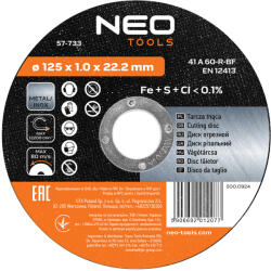 NEO Disc de taiere 125x1x22, 2 mm, inox (57733) Disc de taiere