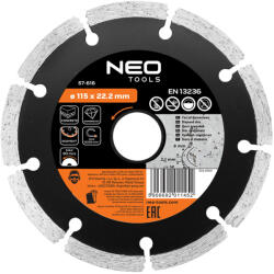 NEO Disc de taiere diamantat 115x22, 2x2, 1 mm, segmentat (57616) Disc de taiere