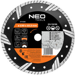 NEO Disc de taiere diamantat 230x22, 2x3, 1 mm, turbo (57630) Disc de taiere