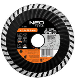 NEO Disc de taiere diamantat 115x22, 2x2, 4 mm, radiator turbo (57632) Disc de taiere