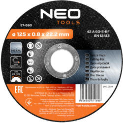 NEO Disc de taiere 125x0, 8x22, 2 mm, pentru metal (57690) Disc de taiere