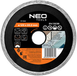 NEO Discuri de taiere diamantate 125x22, 2x2, 2 mm, umede (57642) Disc de taiere