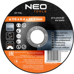 NEO TOOLS Disc abraziv 115x6, 4x22, 2 mm, pentru metal (57714)