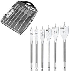 NEO TOOLS Set de burghie plate pentru lemn, 6 piese, dimensiunea burghiului 10-25 mm (57211) Burghiu