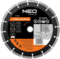 NEO Disc de taiere diamantat 230x22, 2x2, 7 mm, segmentat (57619) Disc de taiere