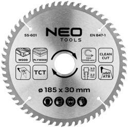 NEO TOOLS Panza de ferastrau circular din 185x2, 8x30 mm 60 dinti, carbura (55601)