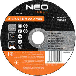 NEO Disc de taiere 125x1, 6x22, 2 mm, pentru piatra (57722) Disc de taiere