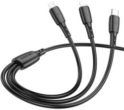 BOROFONE CABLU alimentare Borofone BX71, pt smartphone, USB la Micro-USB+Lightning + USB Type-C 2A, 1m, negru 6974443384543 (timbru verde 0.18 lei) (6974443384543)