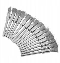  Drótkefe Szárral 15 Db 3MM Rozsdamentes Acél Ecset (064911)