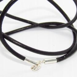Fekete Szíj Ezüst Kapcsokkal 925 átmérő 2 mm hossz 70 cm