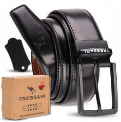Tressari Férfi Öv, bőr, fekete/barna, 120cm, kétoldalas, Nickel Free csat (Pasek Skórzany Brązowy Dwustronny Męski)