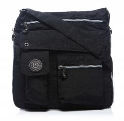 BAG STREET Fekete kézitáska, postás táska, zsebekkel, 34cm magas (917 Cz)