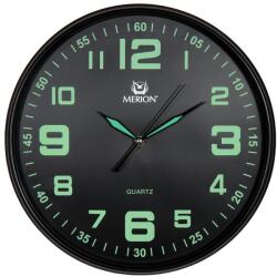 Merion falióra, quartz, fekete színű műanyag tok, (foszforeszkáló), fekete színű számlap zöld számokkal, sweep szerkezet (6716-1)