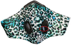 HOPE R Masca cu supape si filtru carbon activ antipoluare, reutilizabila, pentru alergat, bicicleta, trotineta, leopard bleu (MSFCASPLBHP)