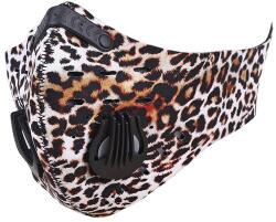 HOPE R Masca cu supape si filtru carbon activ antipoluare, reutilizabila, pentru alergat, bicicleta, trotineta, leopard (MSFCASPLPHP)