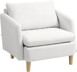 Homcom Modern Szövet Nappali Fotel Széles és Vastag Üléssel, Krémszínű