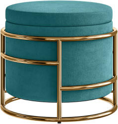 Homcom Bársony Tároló Puff, 24L, Levehető Fedél, Ø42x39cm, Zöld