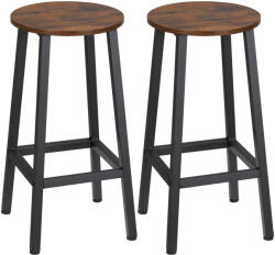 Homcom 2 darabos bárszék szett, konyhai lábtartóval, rusztikus barna