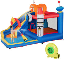 Outsunny Gyerekeknek ugrálóvár, csúszda, trambulin, medence, vízágyú, mászófal, felfújható