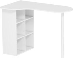 HomCom Helytakarékos Íróasztal, Kis Íróasztal 6 Rekesszel, 4 Állítható Polccal és Ívelt Tetejjel, Számítógépasztal Otthonra, Tanulásra és Irodába, 100x59x75, 5 cm, Fehér