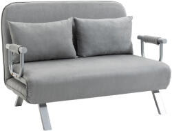 Homcom 2 személyes kanapéágy 5 fokozatban állítható háttámlával, Összecsukható kanapéágy 2 párnával, 105x80x78 cm, Világosszürke