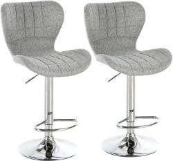 Homcom 2 db-os szürke bárszék szett - állítható, háttámlával és lábtartóval