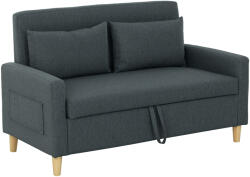 Homcom Modern 2 személyes kanapé, karfákkal, 2 levehető párnával és tárolóhellyel, 135x72x84 cm, szürke