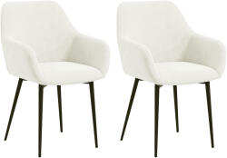 HomCom 2 db-os kárpitozott étkezőszék szett, skandináv stílusú, acél karfákkal és lábakkal, 54x57x80 cm, krémfehér