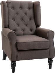 Homcom Barna Francia Stílusú Karosszék Fa Burkolatú Lábakkal és Levehető Huzatú Párnákkal, 74x86x102 cm, Barna