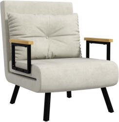 Homcom Kihúzható Kanapé Állítható Háttámlával, Összecsukható Párnával, Ideális Hálószobába, Krémfehér