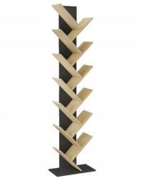 Jumi függőleges könyvespolc, 222x50x24 cm, fekete tölgy MDF, fa típus könyveknek és dekorációknak