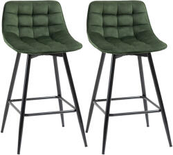 Homcom 2 darabos bárszék szett háttámlával és lábtartóval, skandináv stílusú kárpitozott fém bárszékek