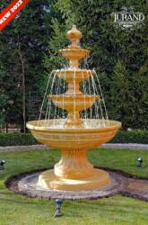 JURAND Almeria artézi szökőkút, 115 x 160 x 250 cm (H), kerti/kültéri/terasz/éttermi szökőkút, funkcionális, márványhoz hasonló Finecrete műkőből, krémszínű, magassága 250 cm, minden tartozékkal együtt!