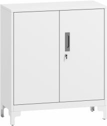 HomCom Irodabútor 3 polccal, 2 ajtóval és kulccsal, 80x35x91 cm, Fehér