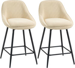 Homcom 2 db-os forgó bárszék szett háttámlával és karfákkal, kordbársony bársony kárpitozású és lábtartóval, bézs