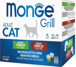 Monge Grill Multibox Adult Alutasakos Macskaeledel (Nyúl és Bárány) - 12x85 g (149311)