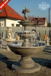 JURAND Almeria artézi szökőkút - Fiú madárral, 115 x 160 x 255 cm (H), kerti/kültéri/terasz/éttermi szökőkút, funkcionális, márványhoz hasonló Finecrete műkőből, szürke színű, magassága 255 cm, minden tartoz