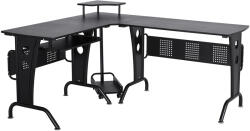 HomCom L alakú számítógépasztal billentyűzetállvánnyal, CPU tartóval, fekete