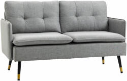 Homcom 2 személyes szövetkanapé párnázott ülőpárnákkal és acél lábakkal, 139x68x80cm, Szürke