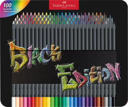 Faber-Castell Színes ceruza készlet, háromszögletű, fémdobozban, FABER-CASTELL " Black Edition" , 100 különböző szín