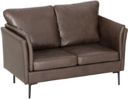 Homcom 2 személyes kanapé légáteresztő bőrből, vastag párnázattal és fém lábakkal, 137x72x88 cm, sötétbarna