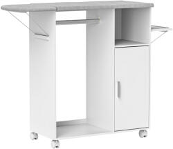 Homcom vasalódeszka-szekrény - 3 polc, szivacsos felső rész és mosási útmutató Vasalódeszka