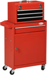 Durhand Szerszámosláda kerekeken 4 guruló fiókkal, piros